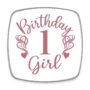 1. Geburtstag Mädchen, 1 Jahr altes Geschenk für Kinder - Viereckiger Kühlschrankmagnet - Weiß - Vorne