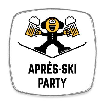 Après-Ski Party (Bier / Karikatur / 3C) - Viereckiger Kühlschrankmagnet - Weiß - Vorne