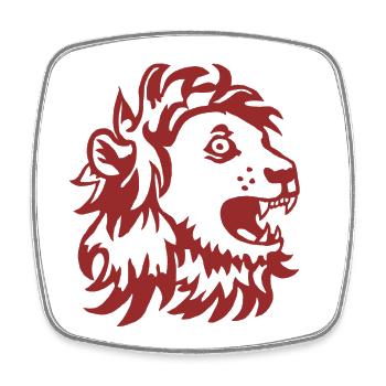 Lion rugissant - Magnet carré - blanc - Devant