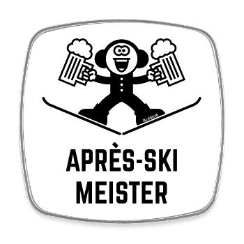 Après-Ski Meister (Bier / Karikatur / 1C) - Viereckiger Kühlschrankmagnet - Weiß - Vorne