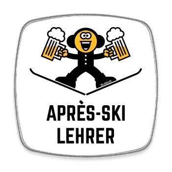 Après-Ski Lehrer (Bier / Karikatur / 3C) - Viereckiger Kühlschrankmagnet - Weiß - Vorne