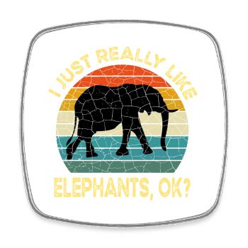J’aime vraiment les éléphants OK, amoureux des éléphants - Magnet carré - blanc - Devant