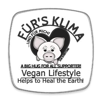 Schweinchen Vegan Klima SabineVegan HerzAufShirt - Viereckiger Kühlschrankmagnet - Weiß - Vorne