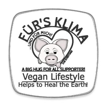 Schweinchen Vegan Klima SabineVegan HerzAufShirt - Viereckiger Kühlschrankmagnet - Weiß - Vorne