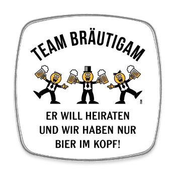 Team Bräutigam (Karikatur / Bier Im Kopf / 3C / B) - Viereckiger Kühlschrankmagnet - Weiß - Vorne