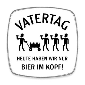 Vatertag – Bier Im Kopf (Bollerwagen / B) - Viereckiger Kühlschrankmagnet - Weiß - Vorne