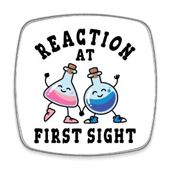 Chemical reaction at first sight - Square fridge magnet - white - Front