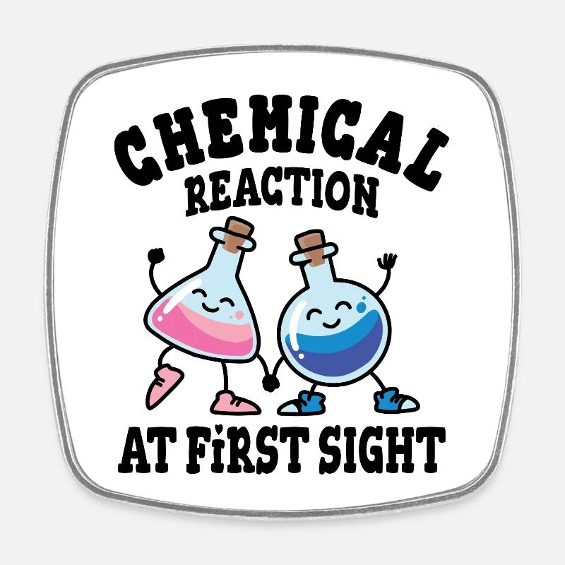 Chemical reaction at first sight - Square fridge magnet - white