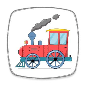 Children's train railway pink - Square fridge magnet - white - Front
