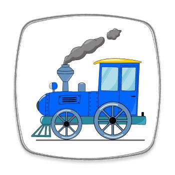 Kinderzug Eisenbahn blau - Viereckiger Kühlschrankmagnet - Weiß - Vorne