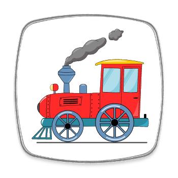 Kinderzug Eisenbahn rot - Viereckiger Kühlschrankmagnet - Weiß - Vorne