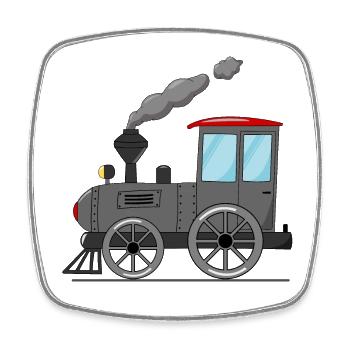 Kinderzug Eisenbahn grau - Viereckiger Kühlschrankmagnet - Weiß - Vorne
