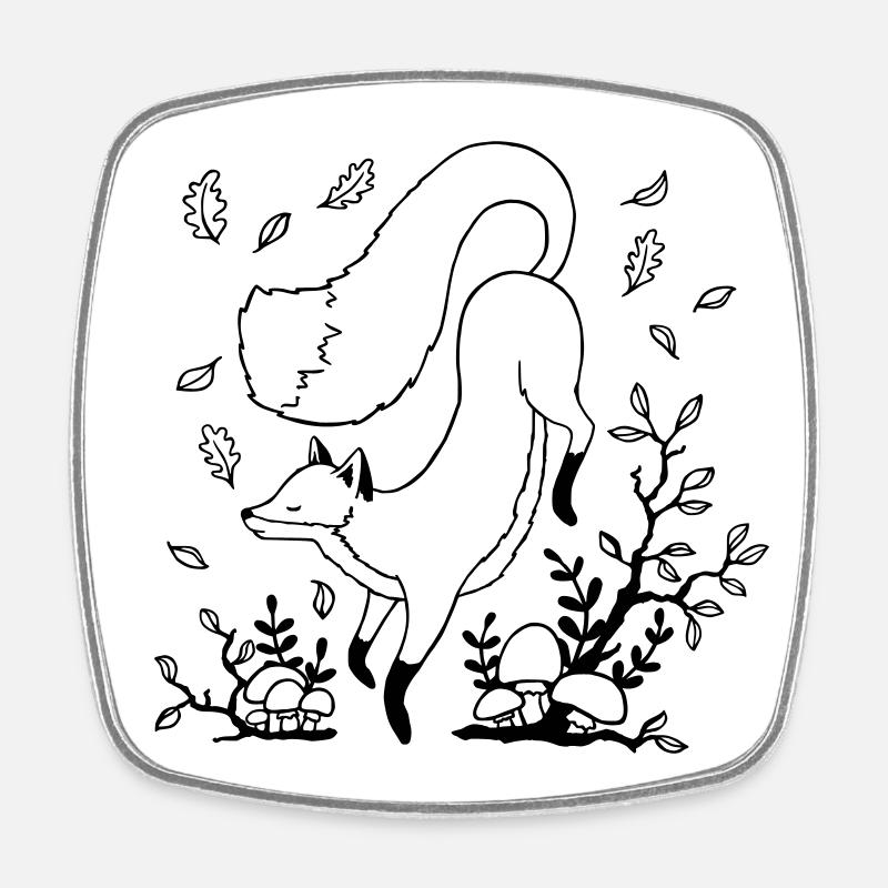 Renard d’automne - Magnet carré - blanc