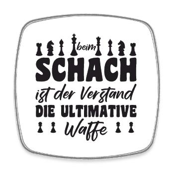 Beim Schach ist der Verstand die ultimative Waffe - Viereckiger Kühlschrankmagnet - Weiß - Vorne
