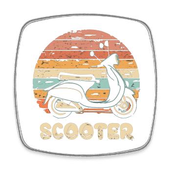 Scooter Motorroller Mofa Moped Roller - Viereckiger Kühlschrankmagnet - Weiß - Vorne