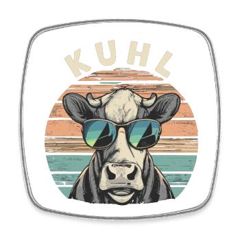 Lustiges Kuh Kühe Sonnenbrille Vintage Bauer - Viereckiger Kühlschrankmagnet - Weiß - Vorne