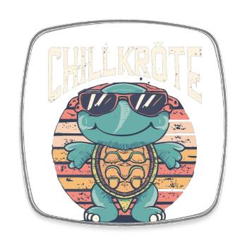 Relaxed turtles Chill toad - Square fridge magnet - white - Front