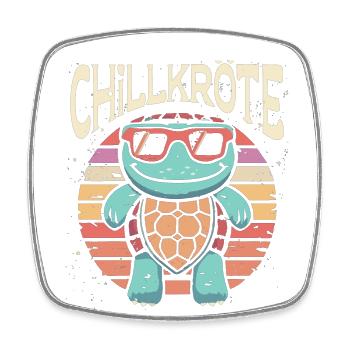 Relaxed turtles Chill toad - Square fridge magnet - white - Front