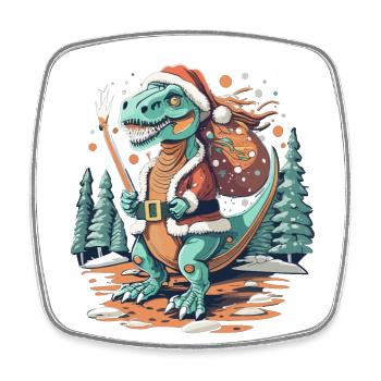 Dinosaur Trex Christmas - Square fridge magnet - white - Front
