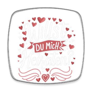 Willst du mich heiraten - Viereckiger Kühlschrankmagnet - Weiß - Vorne