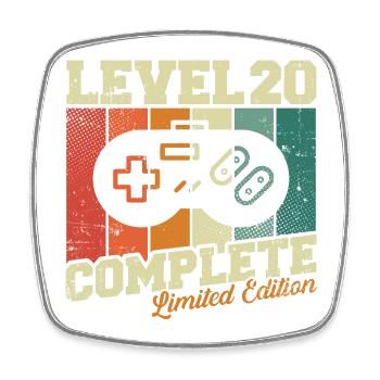 20 Geburtstag Geschenk Level 20 Complete - Viereckiger Kühlschrankmagnet - Weiß - Vorne