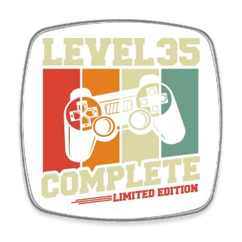 35 Geburtstag Geschenk - Level 35 Complete - Viereckiger Kühlschrankmagnet - Weiß - Vorne
