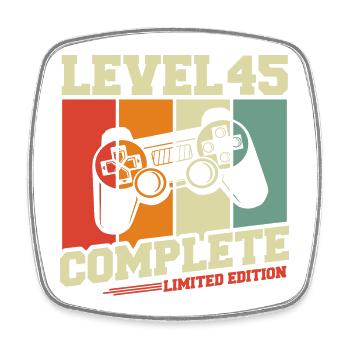 45 Geburtstag Geschenk Level 45 Complete - Viereckiger Kühlschrankmagnet - Weiß - Vorne