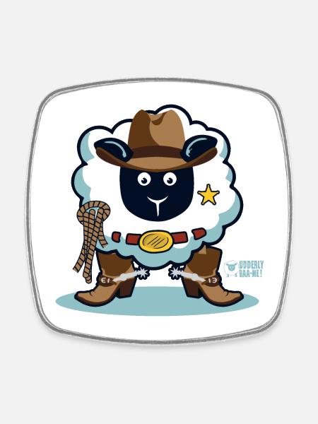 Ewe un cow-boy ? - Magnet carré - blanc
