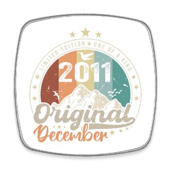 Dezember 2011 Geburtstagsgeschenk - Dezember 2011 - Viereckiger Kühlschrankmagnet - Weiß - Vorne