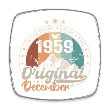 December 1959 Birthday Gift - December 1959 - Square fridge magnet - white - Front
