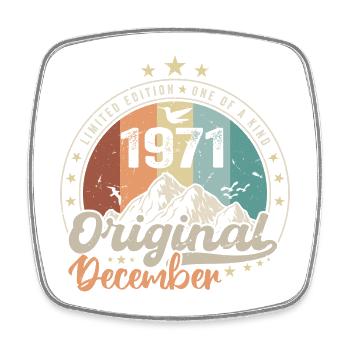 Dezember 1971 Jubiläumsgeschenk - Dezember 1971 - Viereckiger Kühlschrankmagnet - Weiß - Vorne