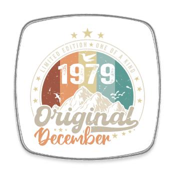 December 1979 Birthday Gift - December 1979 - Square fridge magnet - white - Front