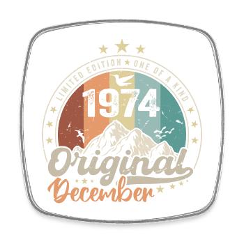 December 1974 Anniversary Gift - December 1974 - Square fridge magnet - white - Front