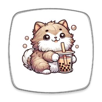 Katzen trinken Bubble Tea kawaii Boba Katze - Viereckiger Kühlschrankmagnet - Weiß - Vorne