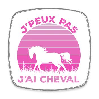 J'Peux Pas J'ai Cheval Animal Equitation - Magnet carré - blanc - Devant
