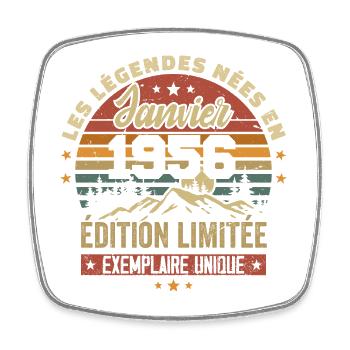 Légendaire depuis Janvier 1956 Vintage Cadeau 1956 - Magnet carré - blanc - Devant