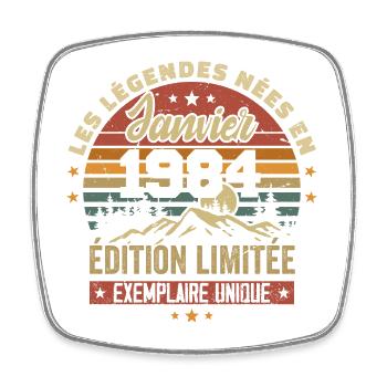 Légendaire depuis Janvier 1984 Vintage Cadeau 1984 - Magnet carré - blanc - Devant
