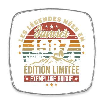 Légendaire depuis Janvier 1987 Vintage Cadeau 1987 - Magnet carré - blanc - Devant
