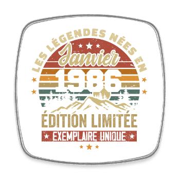 Légendaire depuis Janvier 1986 Vintage Cadeau 1986 - Magnet carré - blanc - Devant