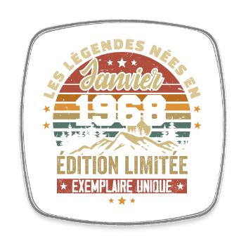Légendaire depuis Janvier 1968 Vintage Cadeau 1968 - Magnet carré - blanc - Devant