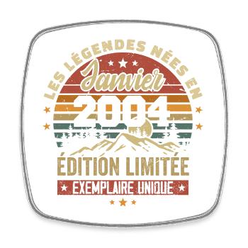 Légendaire depuis Janvier 2004 Vintage Cadeau 2004 - Magnet carré - blanc - Devant