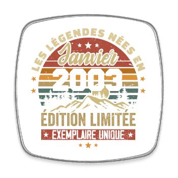 Légendaire depuis Janvier 2003 Vintage Cadeau 2003 - Magnet carré - blanc - Devant
