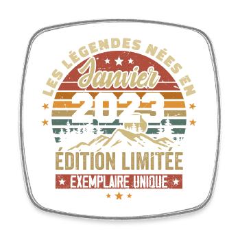 Légendaire depuis Janvier 2023 Vintage Cadeau 2023 - Magnet carré - blanc - Devant