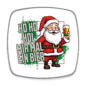 Weihnachtsmann Ho Ho Hol Mir Mal Ein Bier Lustig - Viereckiger Kühlschrankmagnet - Weiß - Vorne