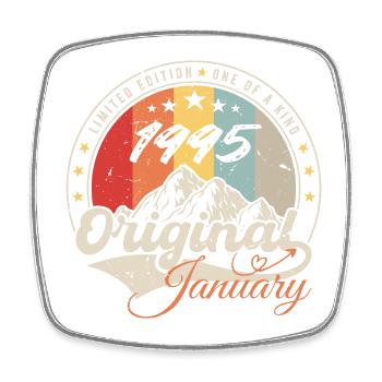 January 1995 Vintage Retro Birthday Gift - Square fridge magnet - white - Front