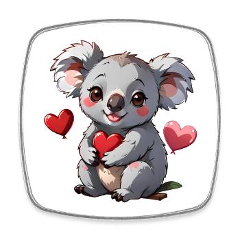 Verschenke diesen süßen Koala zum Valentinstag - Viereckiger Kühlschrankmagnet - Weiß - Vorne
