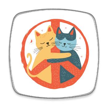 Katzen Peace Zeichen Frieden Symbol Liebe Umarmung - Viereckiger Kühlschrankmagnet - Weiß - Vorne