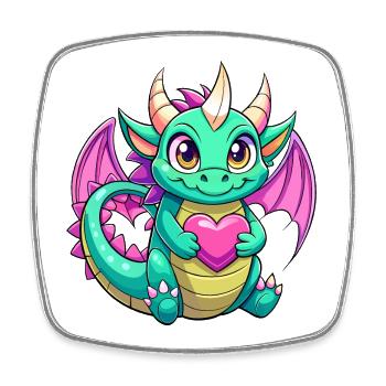 Dragon coloré - Magnet carré - blanc - Devant