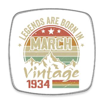 The Legends Were Born in March 1934 Vintage Gift - Square fridge magnet - white - Front