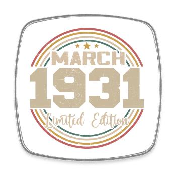 Awesome seit März 1931 Geburtstag 1931 Geschenk - Viereckiger Kühlschrankmagnet - Weiß - Vorne